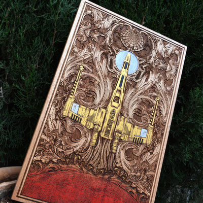 Intergalactic Ship X Star Wars - Large Cedar Wood - Hand Painted Star Wars engraved wood phone case