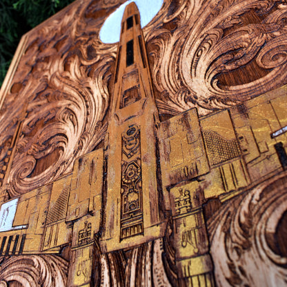 Intergalactic Ship X - Large Cedar Wood - Hand Painted