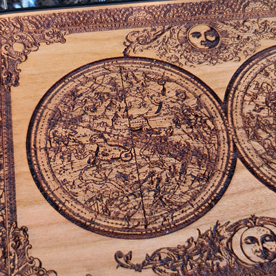 Wooden phone case featuring an intricate Earth map engraving, available for iPhone , Samsung Galaxy S, and more. Eco-friendly, unique design, ideal for lovers of travel and geography.