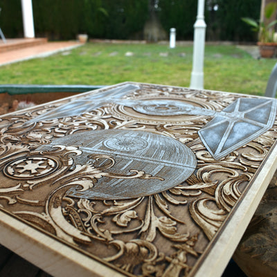 Intergalactic Ship I Star Wars - Large Hand Painted Star Wars engraved wood phone case