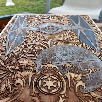 Intergalactic Ship I Star Wars - Large Hand Painted Star Wars engraved wood phone case