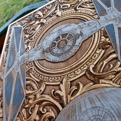 Intergalactic Ship I Star Wars - Large Hand Painted Star Wars engraved wood phone case