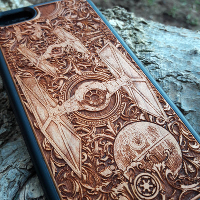 Intergalactic Ship III Star Wars - Wood Phone Case Star Wars engraved wood phone case