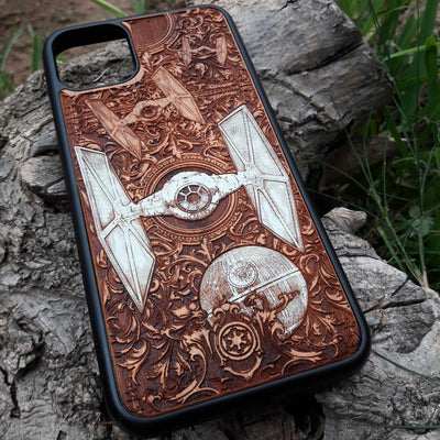 Intergalactic Ship III Star Wars - Wood Phone Case - Hand Painted Star Wars engraved wood phone case