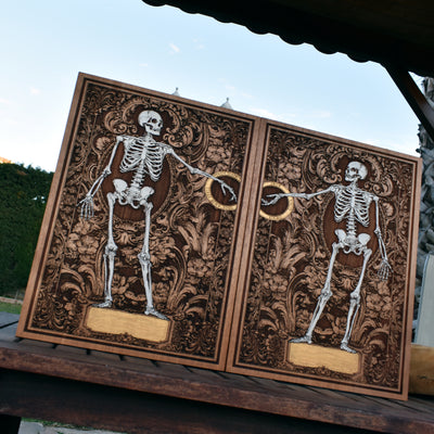 Engraved skeleton couple wall art – perfect anniversary gift