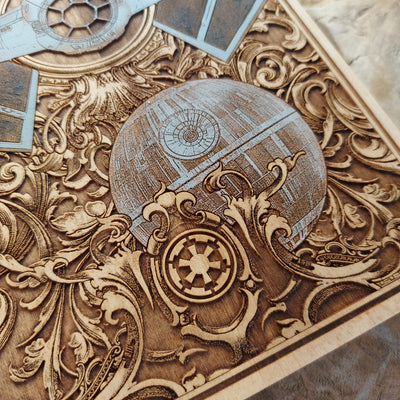 Intergalactic Ship VI Star Wars - Medium Hand Painted Star Wars engraved wood phone case