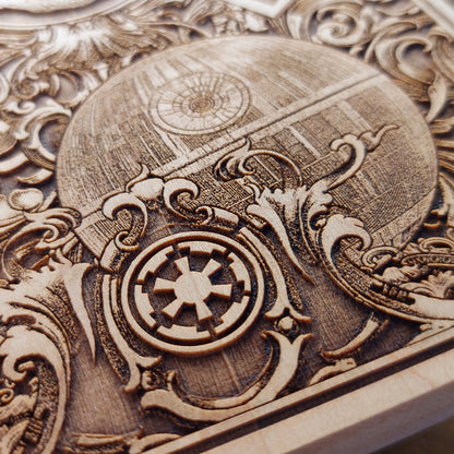 Star Wars fan must-have, premium wood-engraved spaceship wall art.