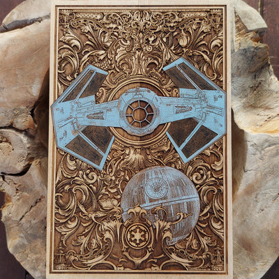 Intergalactic Ship VI Star Wars - Medium Hand Painted Star Wars engraved wood phone case