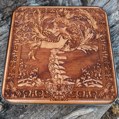 iPhone & Galaxy on Gothic human skull wireless charger – fast, unique charging