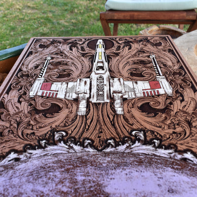 Intergalactic Ship VIII Star Wars - Large Cedar Wood - Hand Painted Star Wars engraved wood phone case