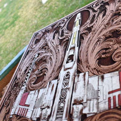 Intergalactic Ship VIII Star Wars - Large Cedar Wood - Hand Painted Star Wars engraved wood phone case